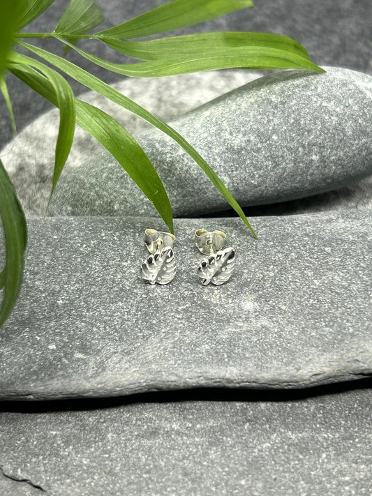 Monstera Leaf - 925 Sterling Silver Plain Stud Earrings - Boxed