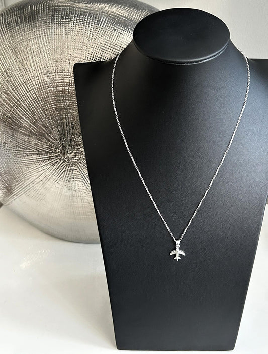 Aircraft - 925 Sterling Silver Plain Pendant and Necklace Boxed