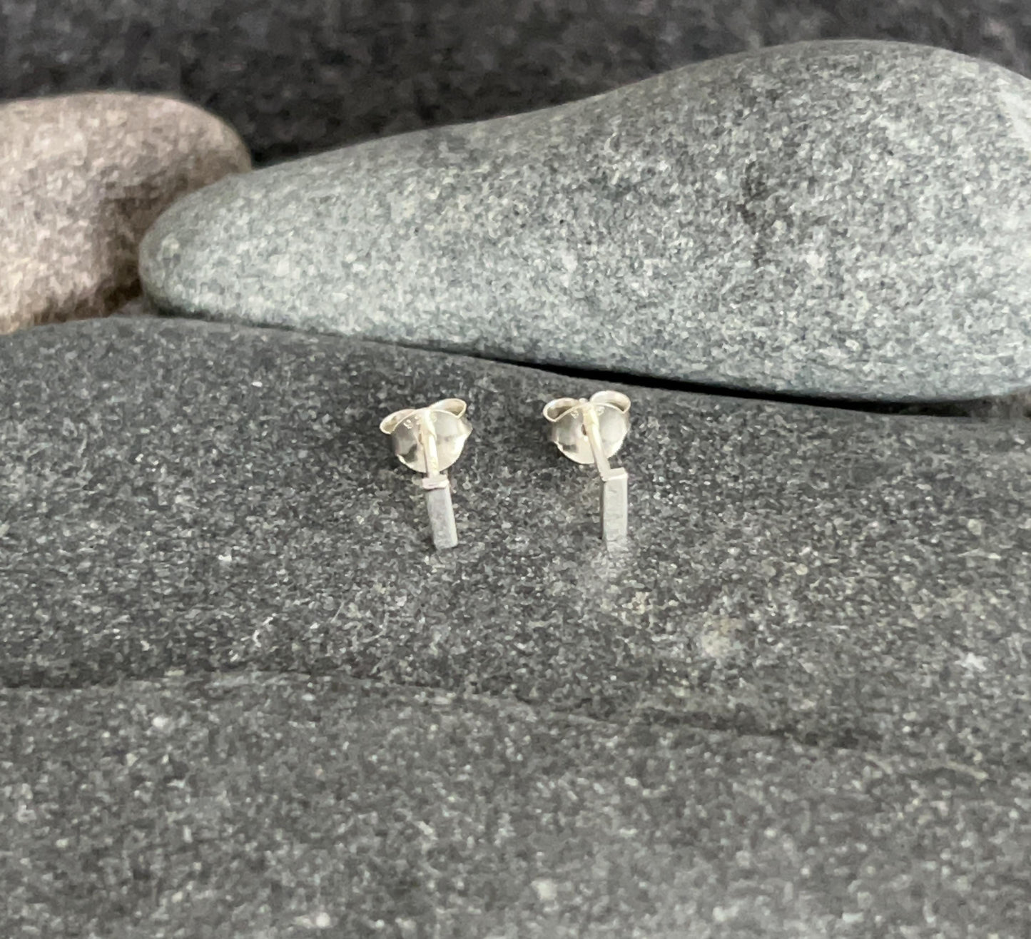 Bar - 925 Sterling Silver Plain Ear Studs Boxed