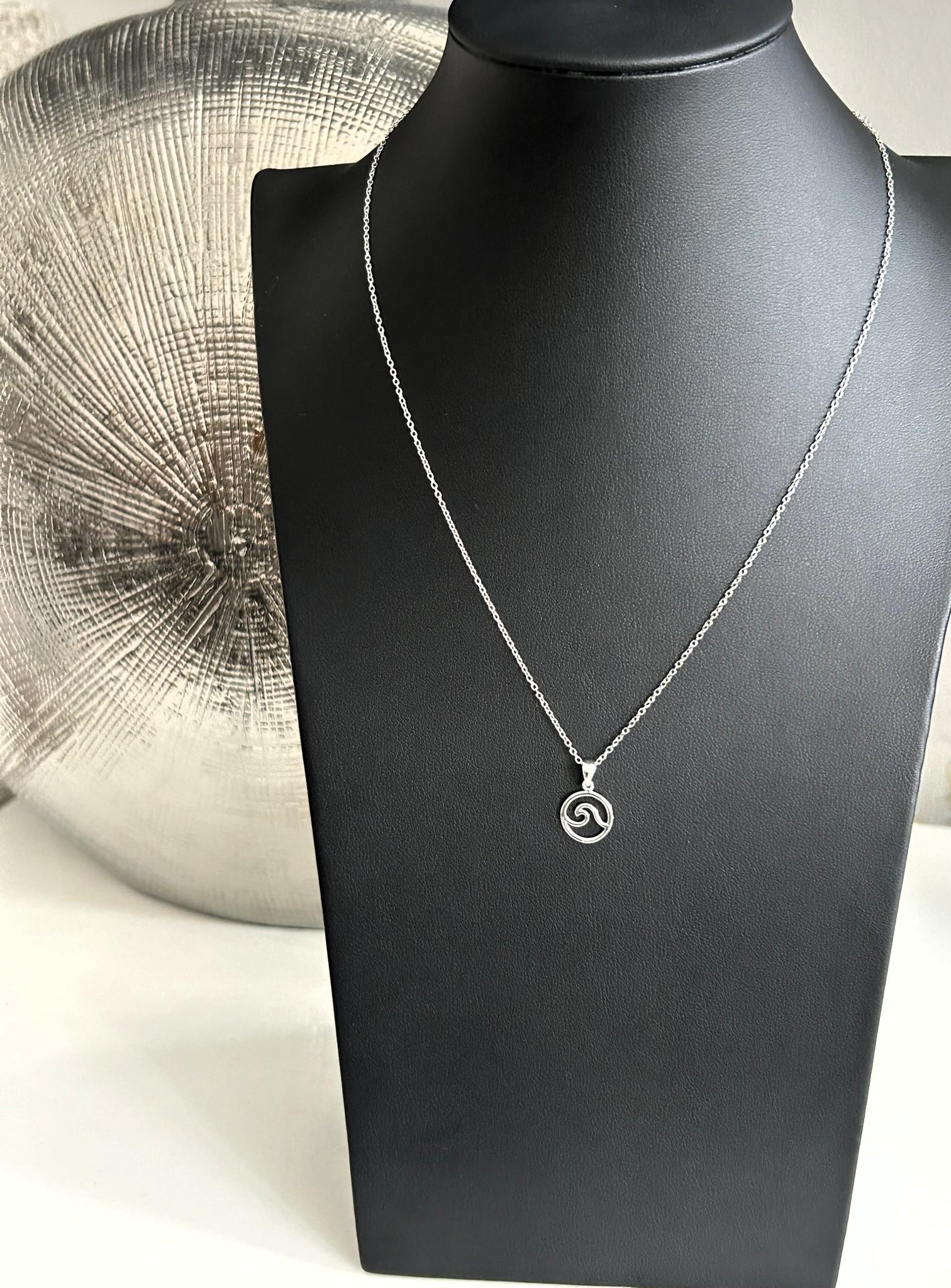 Wave - 925 Sterling Silver Pendant and Necklace - Boxed