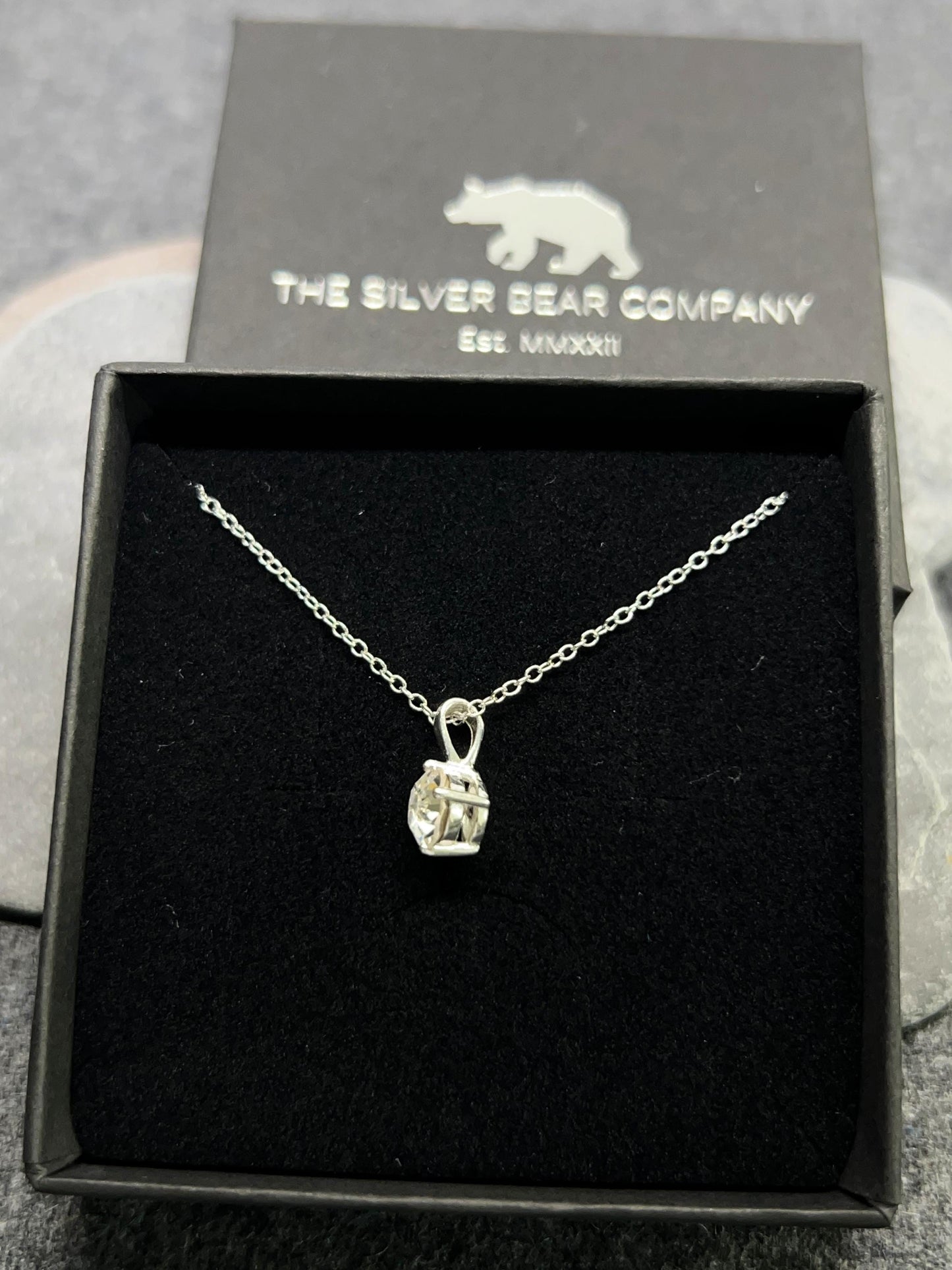 Diamond Round Solitaire - 925 Sterling Silver Necklace - Boxed – Timeless Elegance 6mm