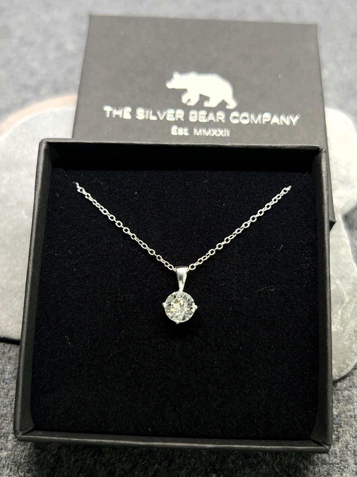 Diamond Round Solitaire - 925 Sterling Silver Necklace - Boxed – Timeless Elegance 6mm
