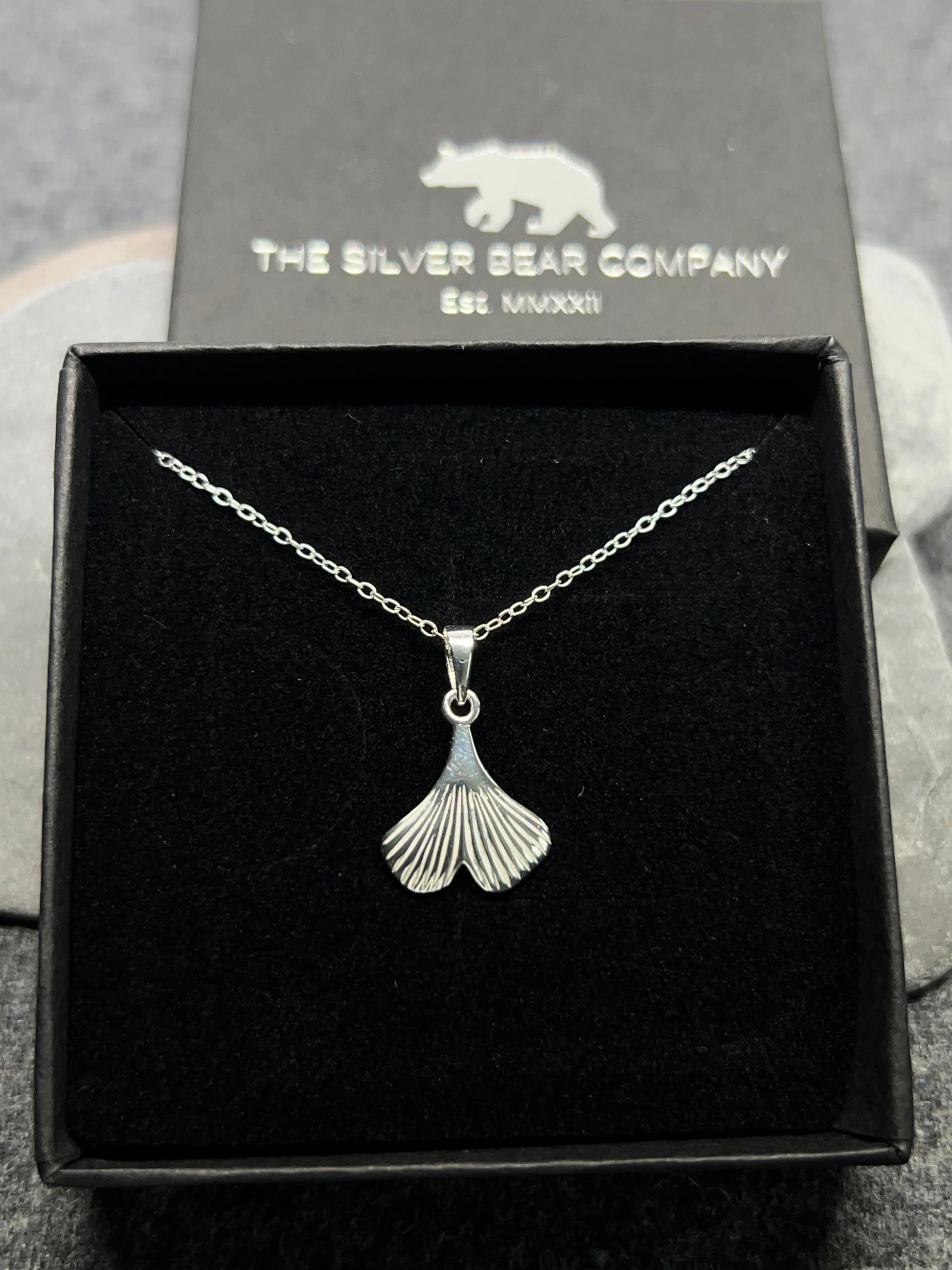 Ginkgo Leaf - 925 Sterling Silver Pendant and Necklace - Boxed