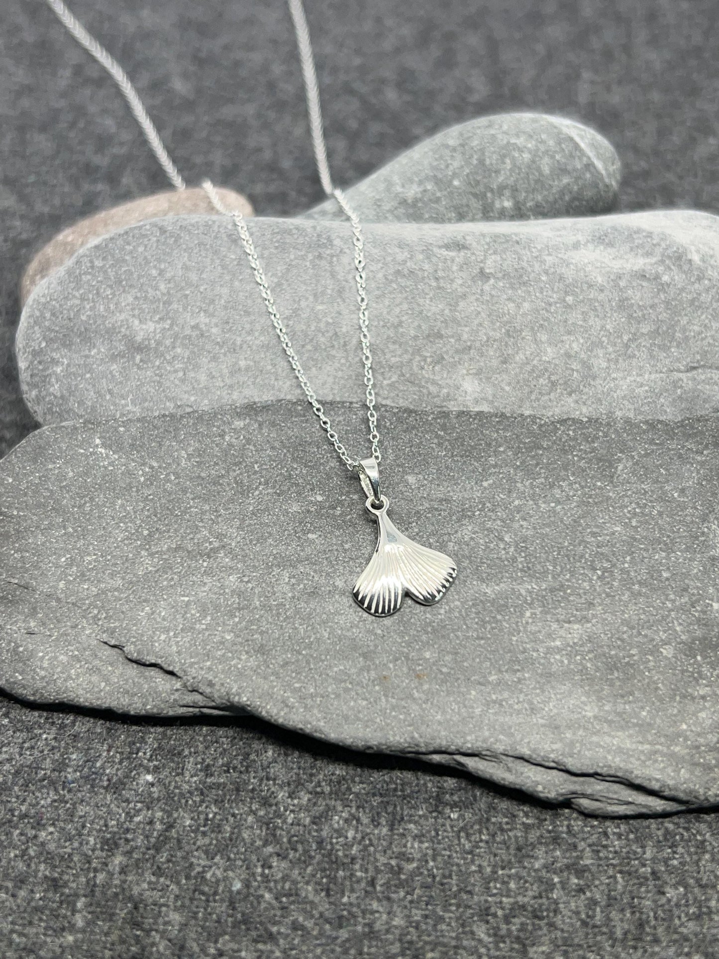 Ginkgo Leaf - 925 Sterling Silver Pendant and Necklace - Boxed