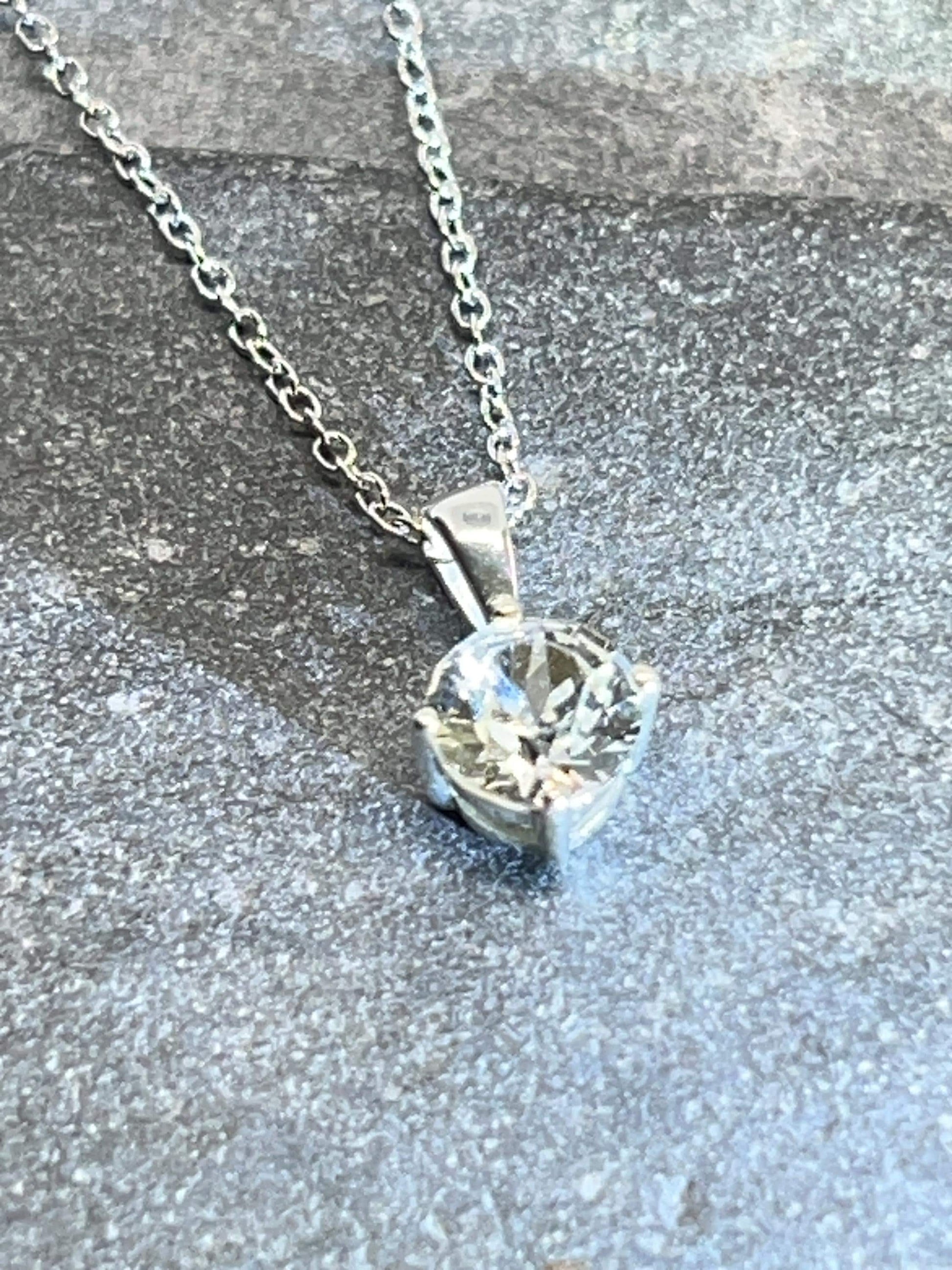 Diamond Round Solitaire - 925 Sterling Silver Necklace - Boxed – Timeless Elegance 6mm