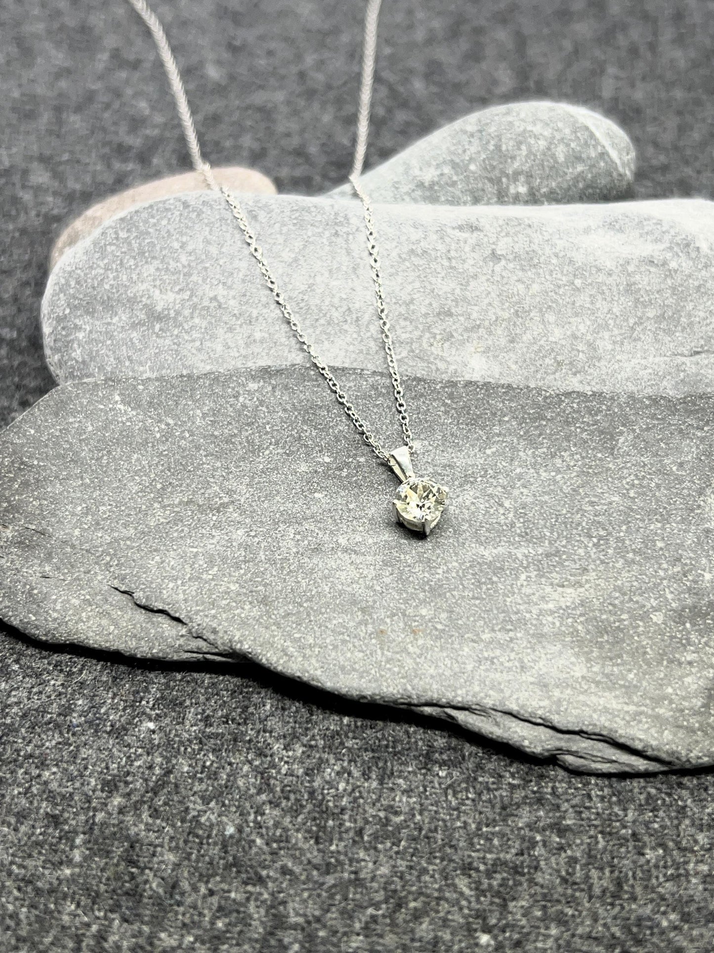 Diamond Round Solitaire - 925 Sterling Silver Necklace - Boxed – Timeless Elegance 6mm