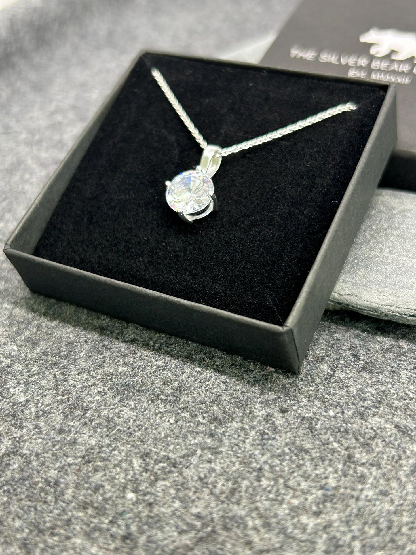 Diamond CZ Round Solitaire - 925 Sterling Silver Pendant and Necklace, Gift-Ready