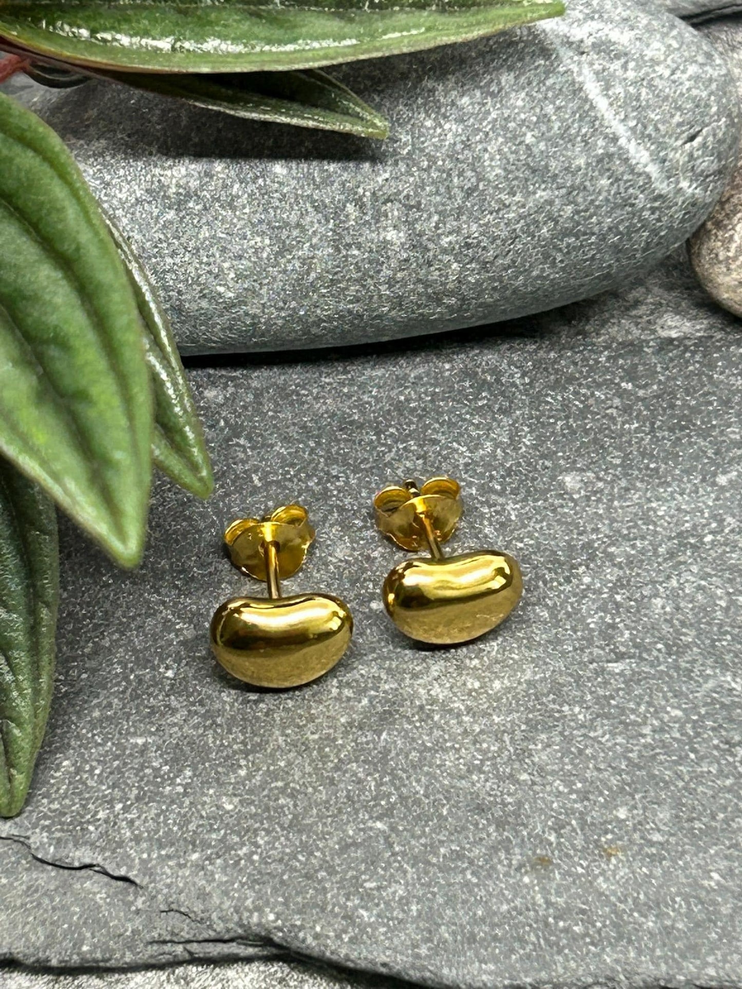 Gold Pebbles - 925 Sterling Silver Stud Earrings - Boxed