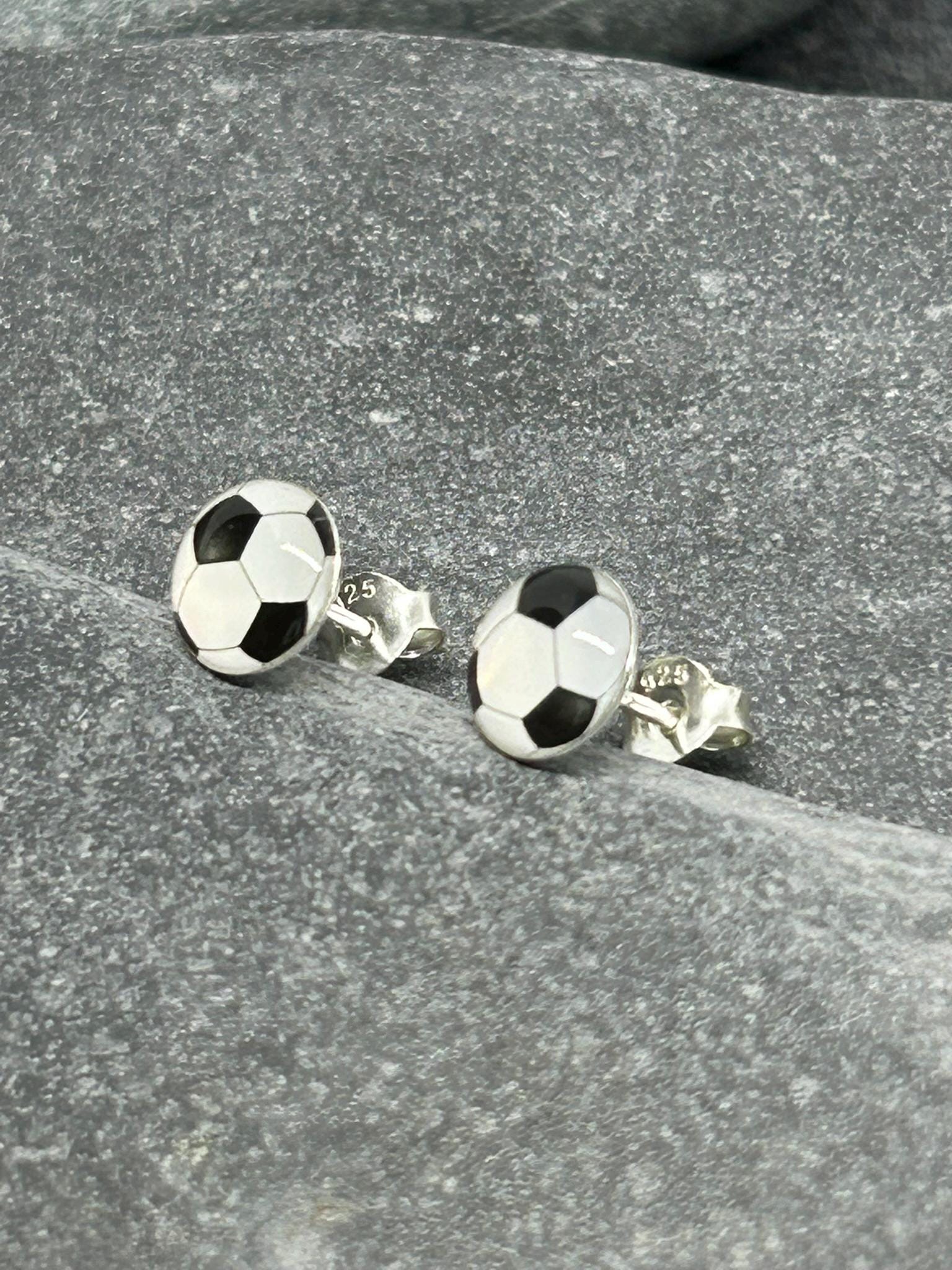 Football Earrings in 925 Sterling Silver