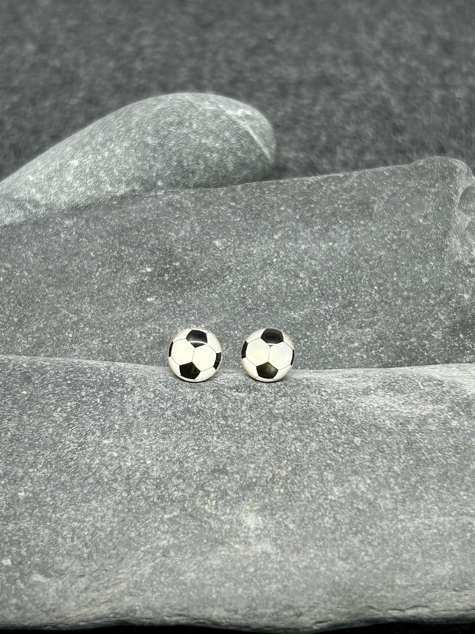 Football Earrings in 925 Sterling Silver