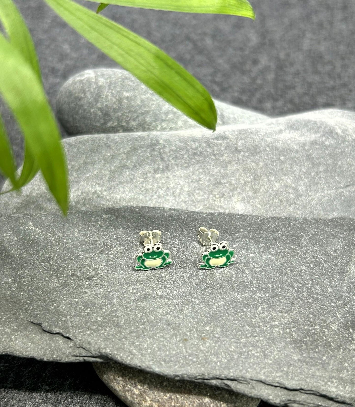 Frog - 925 Sterling Silver Colourful Stud Earrings Boxed