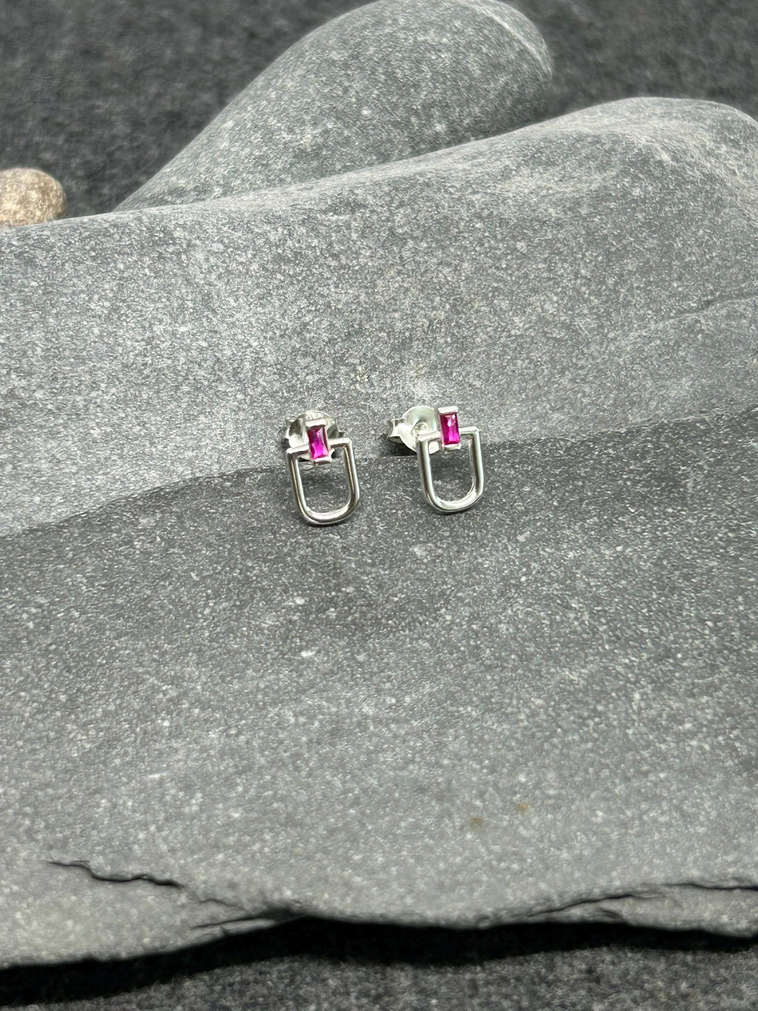 U‑Shaped 925 Sterling Silver Ear Studs with Cubic Zirconia — Silver & Gold Options, Gift-Ready