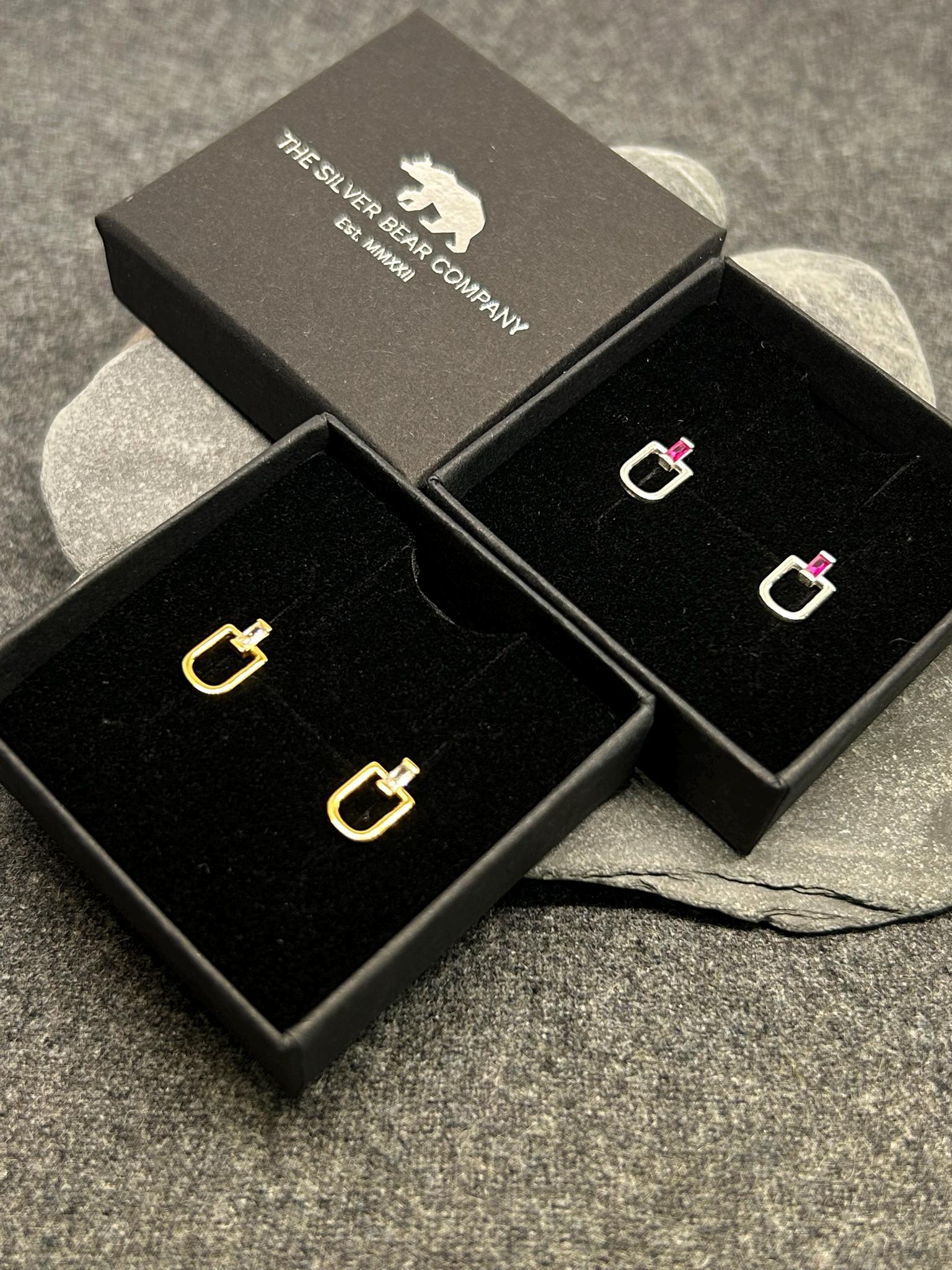 U‑Shaped 925 Sterling Silver Ear Studs with Cubic Zirconia — Silver & Gold Options, Gift-Ready