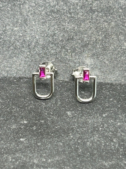 U‑Shaped 925 Sterling Silver Ear Studs with Cubic Zirconia — Silver & Gold Options, Gift-Ready