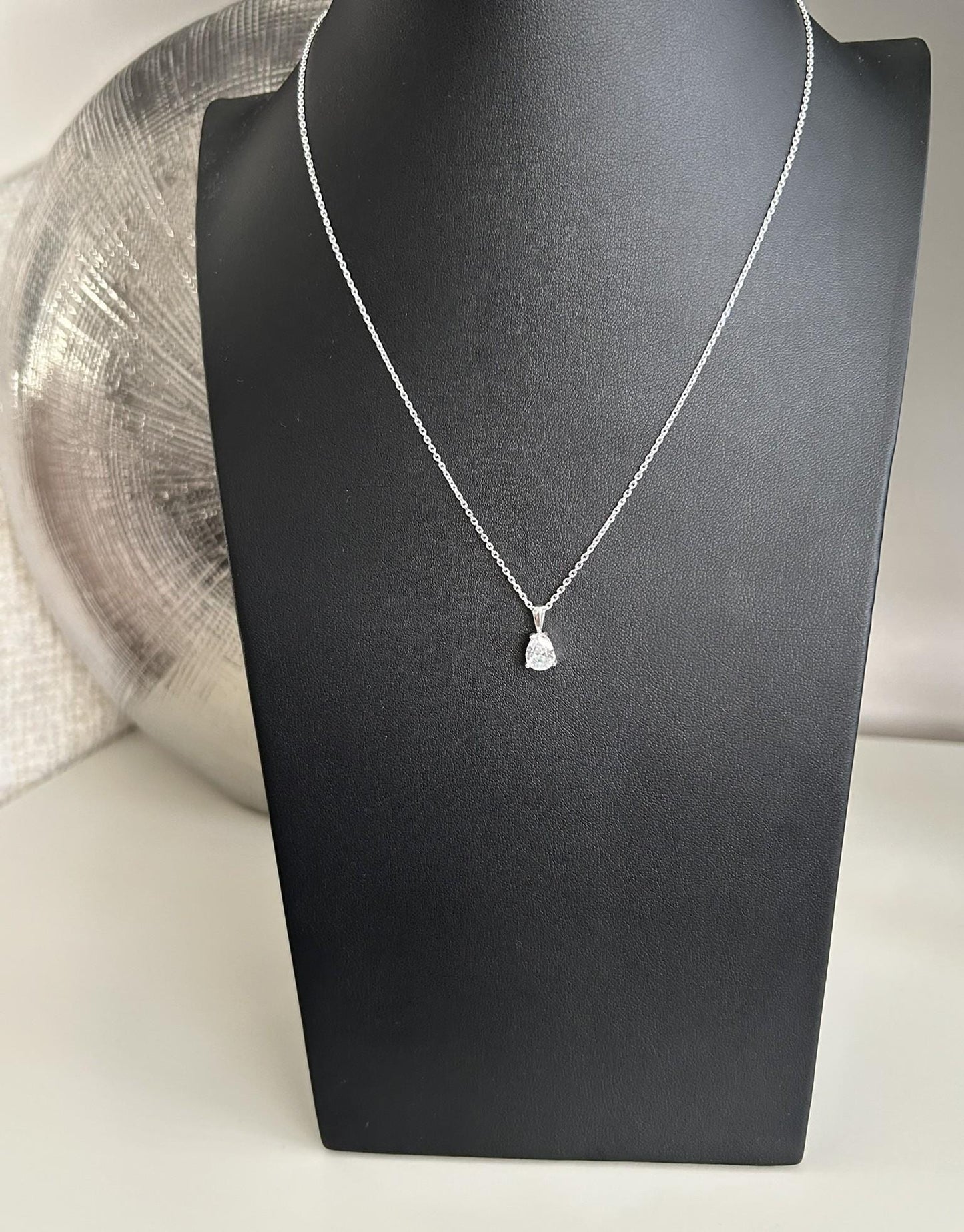 Diamond CZ Pear Sparkle Pendant 925 Sterling Silver Necklace, Gift-Ready