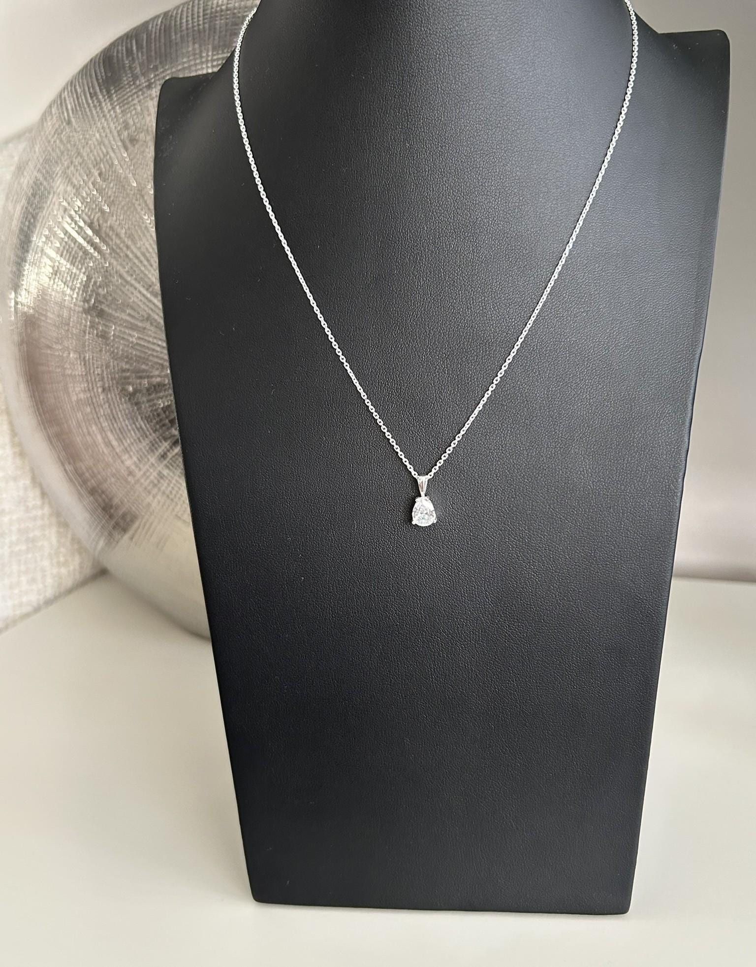 Diamond CZ Pear Sparkle Pendant 925 Sterling Silver Necklace, Gift-Ready