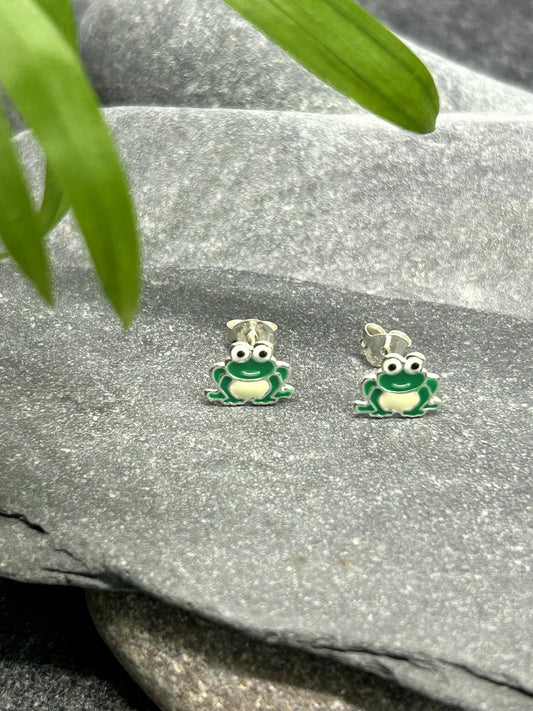 Frog - 925 Sterling Silver Colourful Stud Earrings Boxed