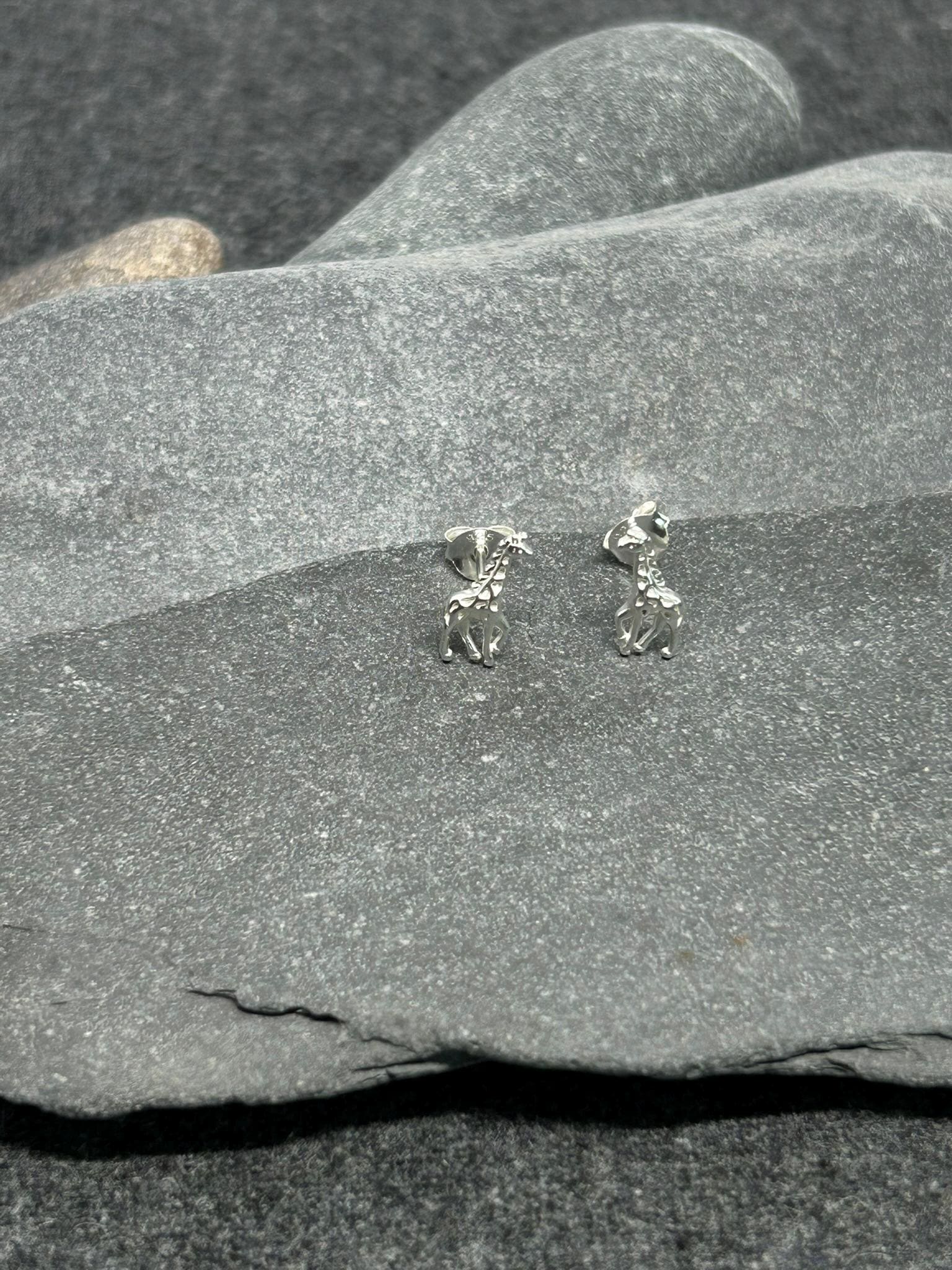 Giraffe - 925 Sterling Silver Stud Earrings
