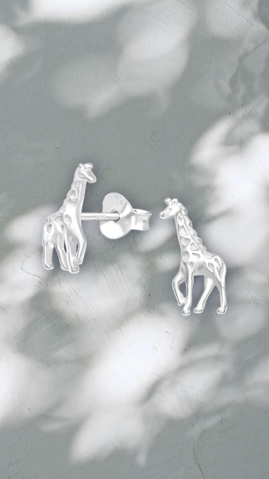 Giraffe - 925 Sterling Silver Stud Earrings