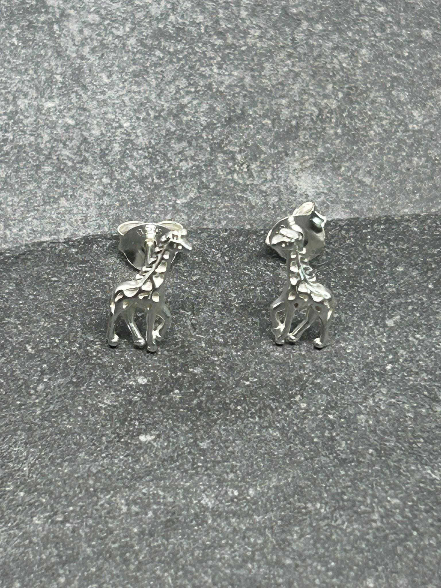 Giraffe - 925 Sterling Silver Stud Earrings