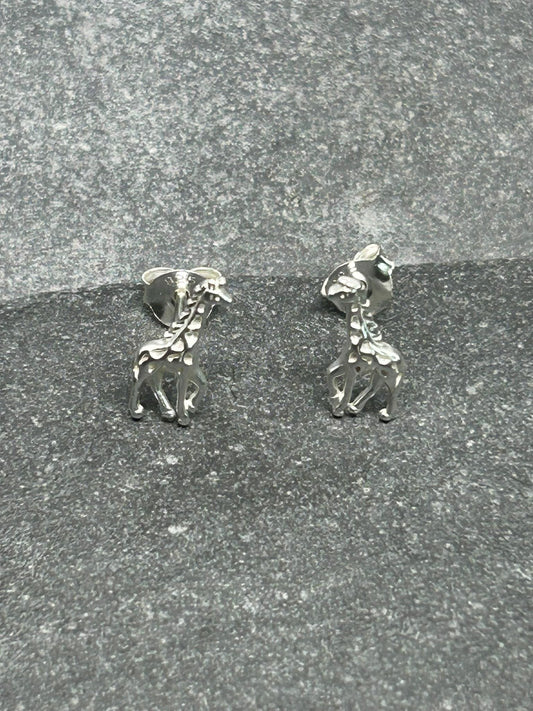 Giraffe - 925 Sterling Silver Stud Earrings