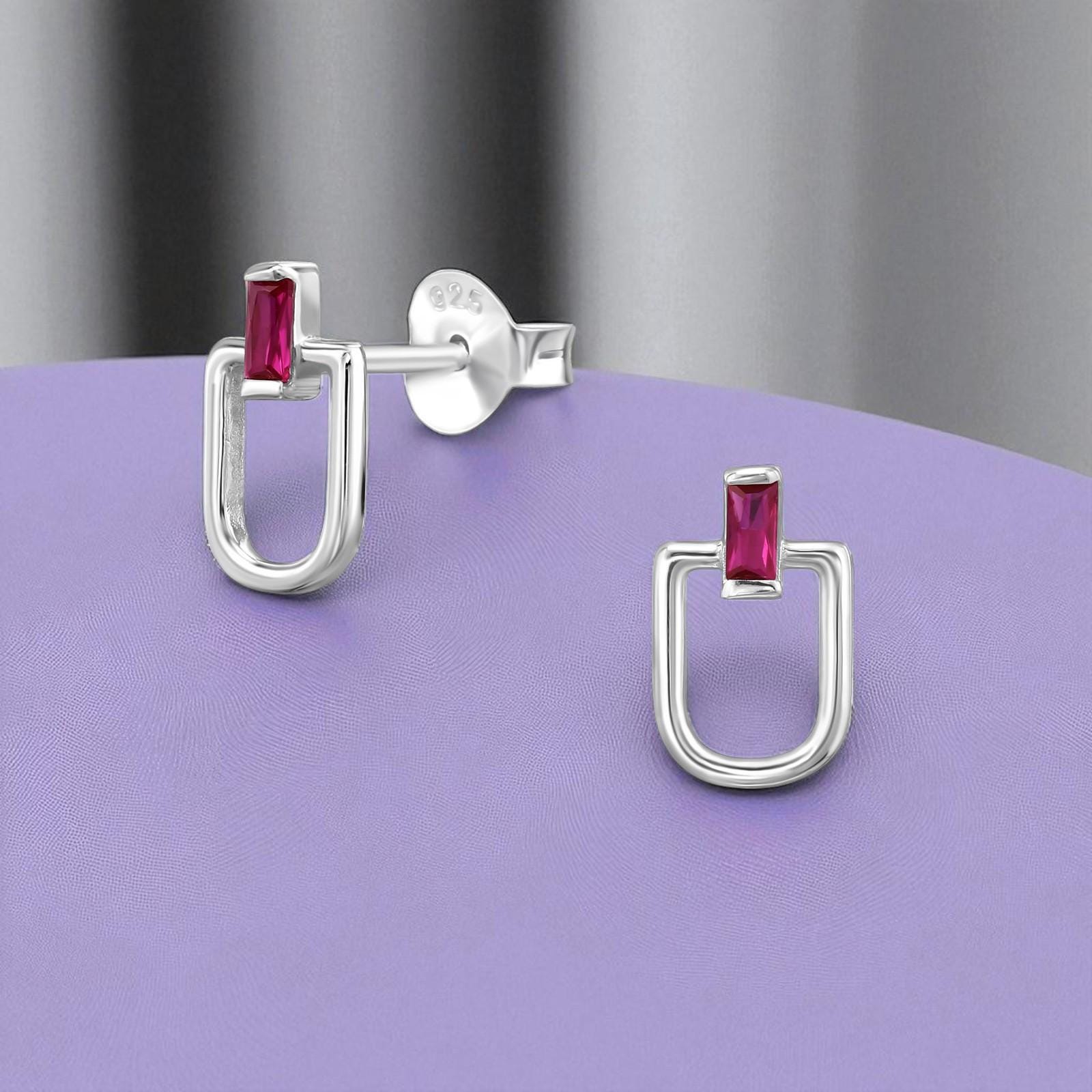 U‑Shaped 925 Sterling Silver Ear Studs with Cubic Zirconia — Silver & Gold Options, Gift-Ready