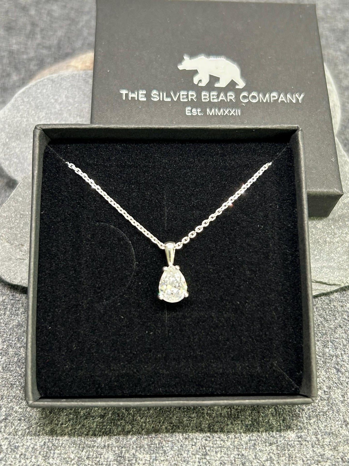 Diamond CZ Pear Sparkle Pendant 925 Sterling Silver Necklace, Gift-Ready