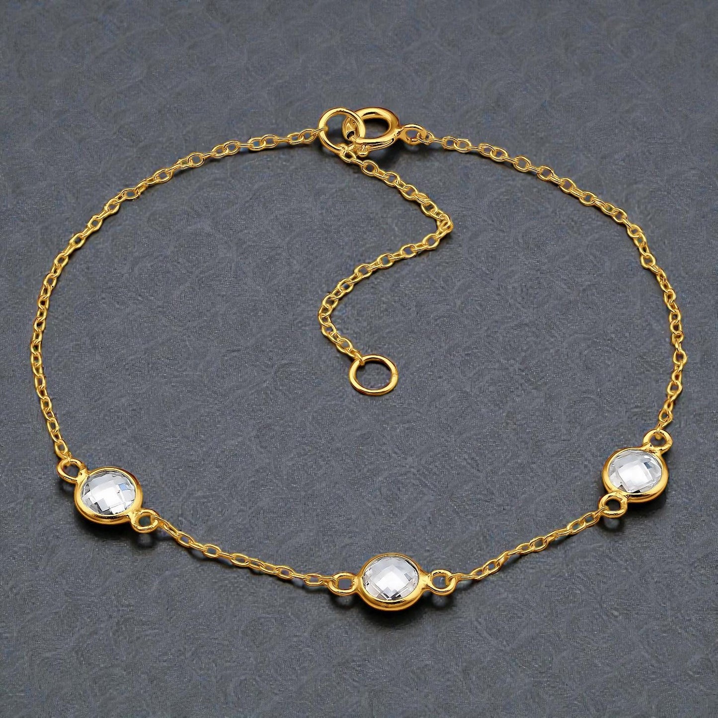 Round CZ Bracelet – 925 Sterling Silver or Gold Plated