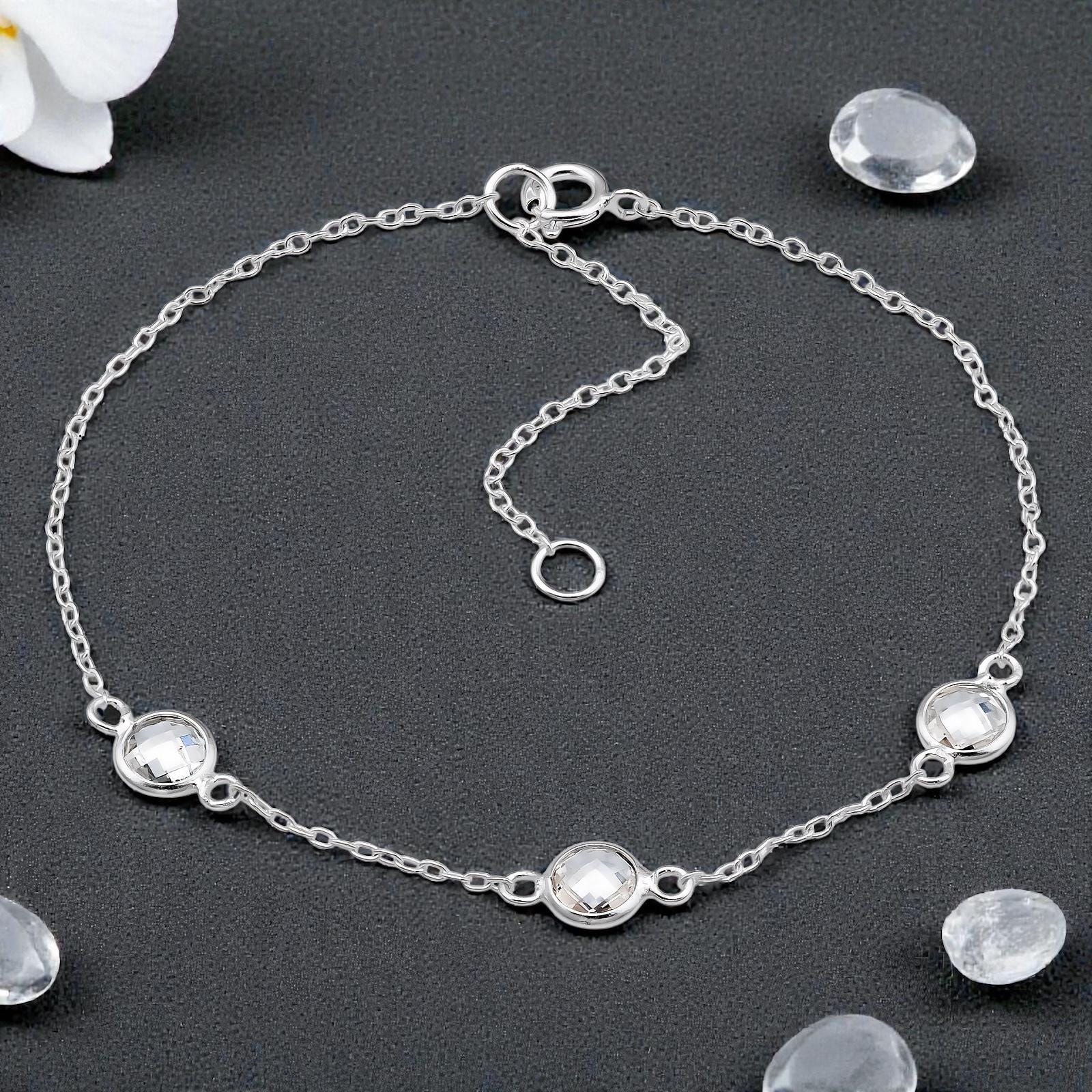 Round CZ Bracelet – 925 Sterling Silver or Gold Plated