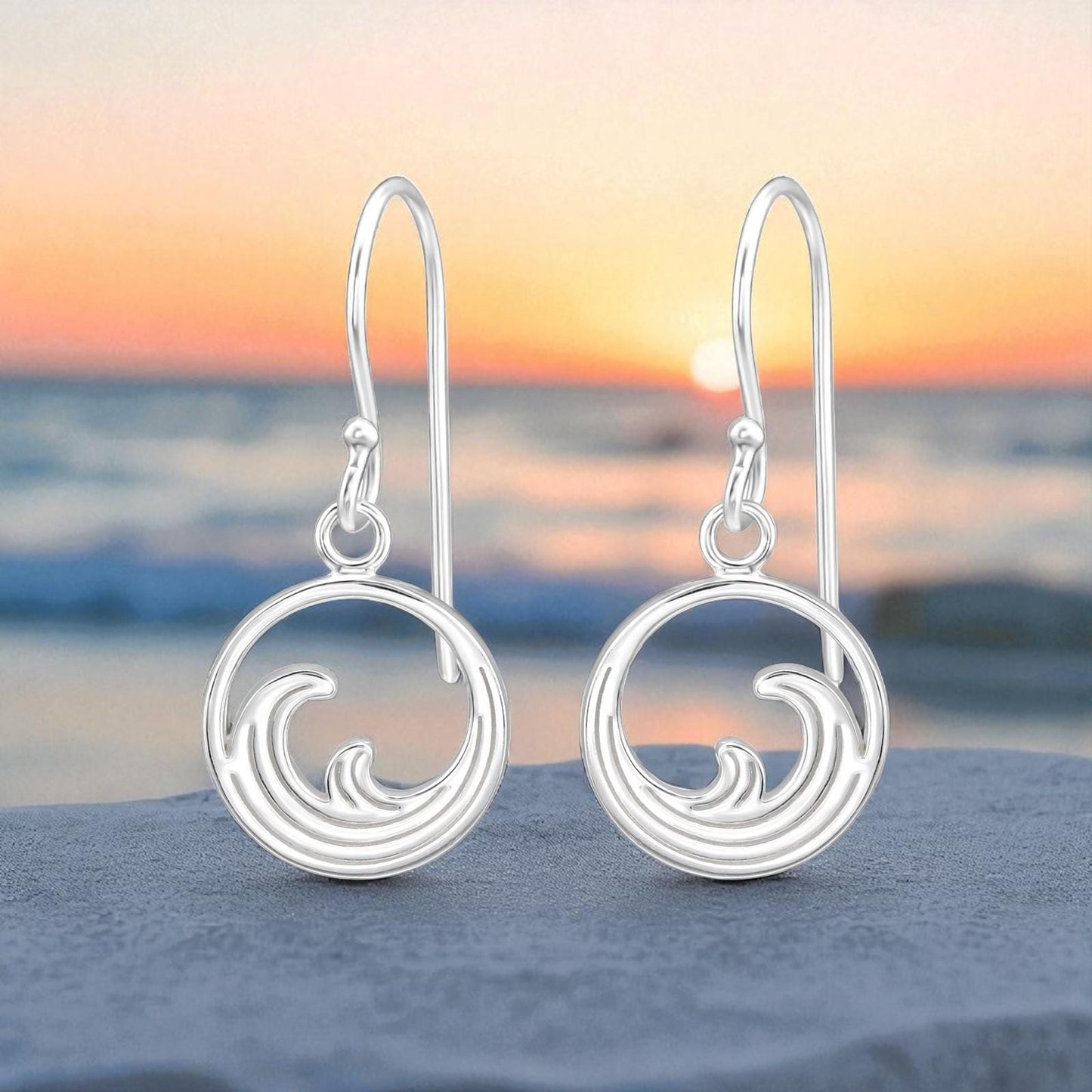 Wave Drop Earrings in Gold and Silver Plated 925 Sterling Silver