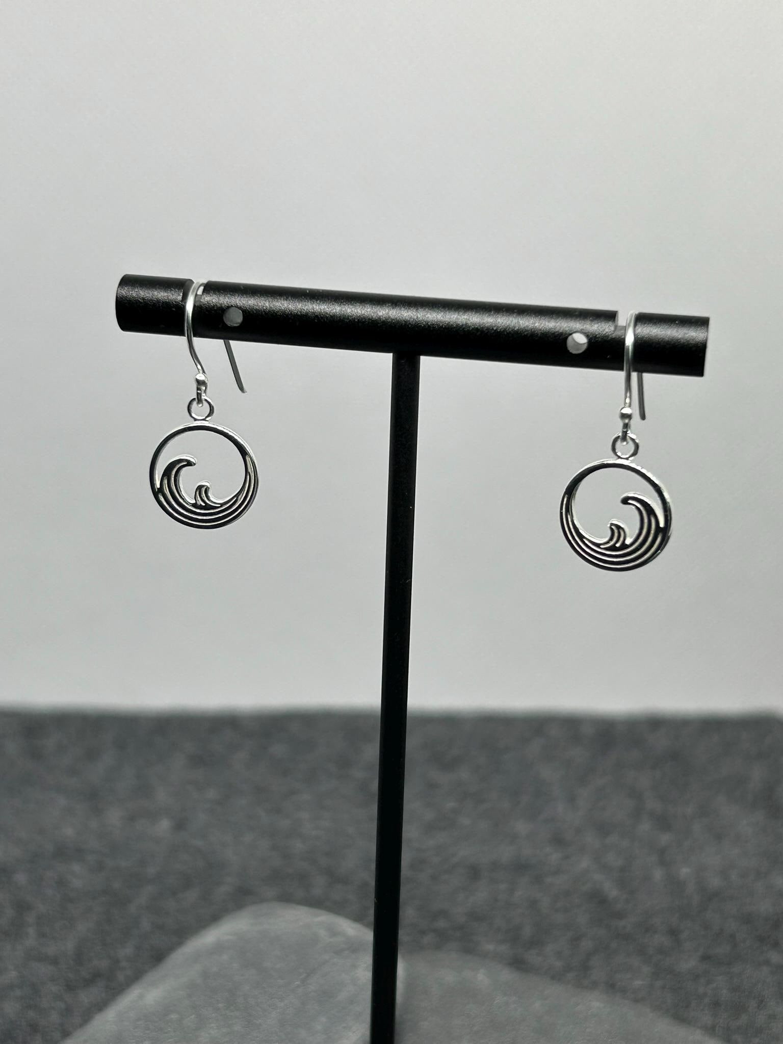 Wave Drop Earrings in Gold and Silver Plated 925 Sterling Silver