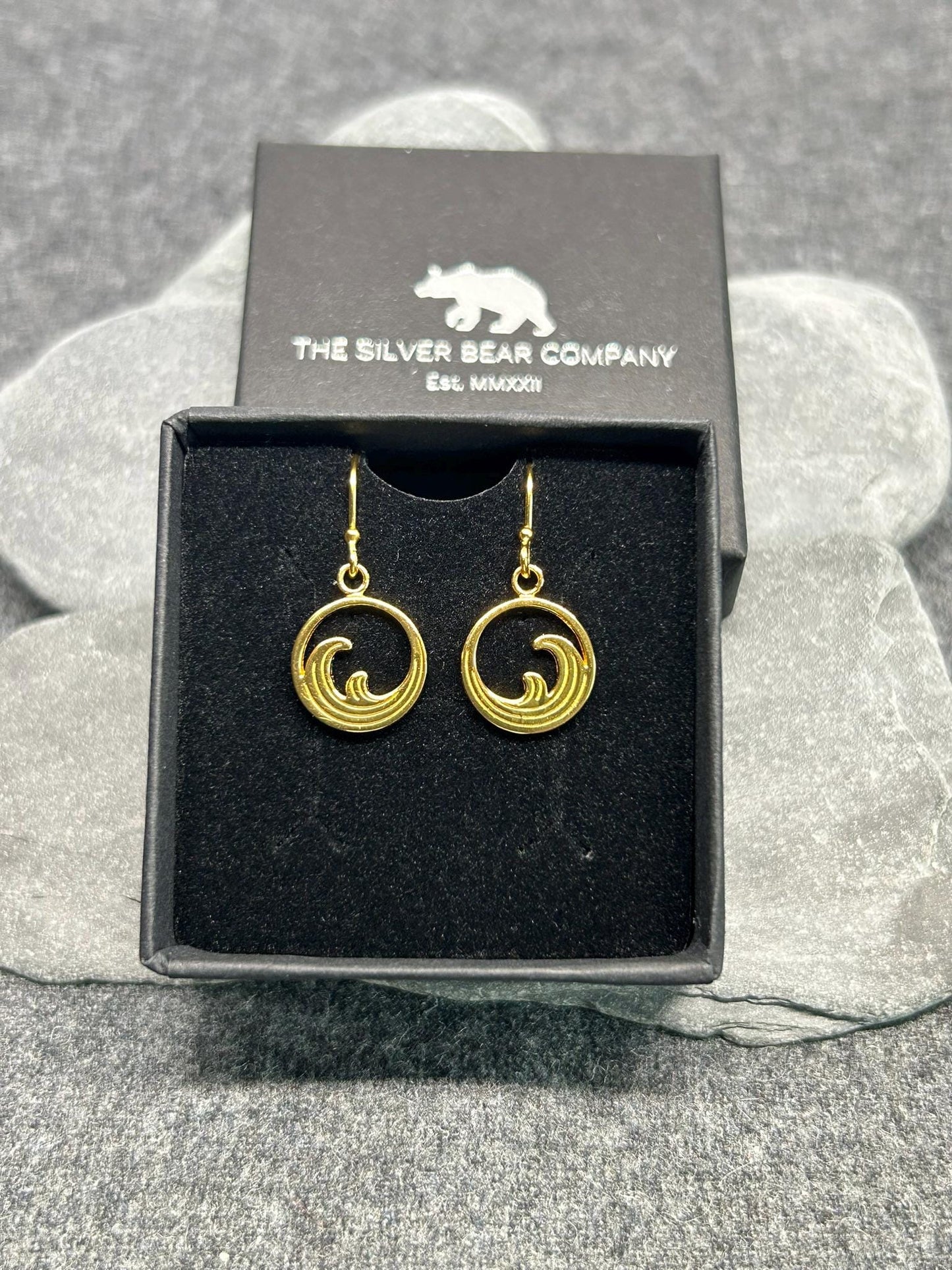 Wave Drop Earrings in Gold and Silver Plated 925 Sterling Silver