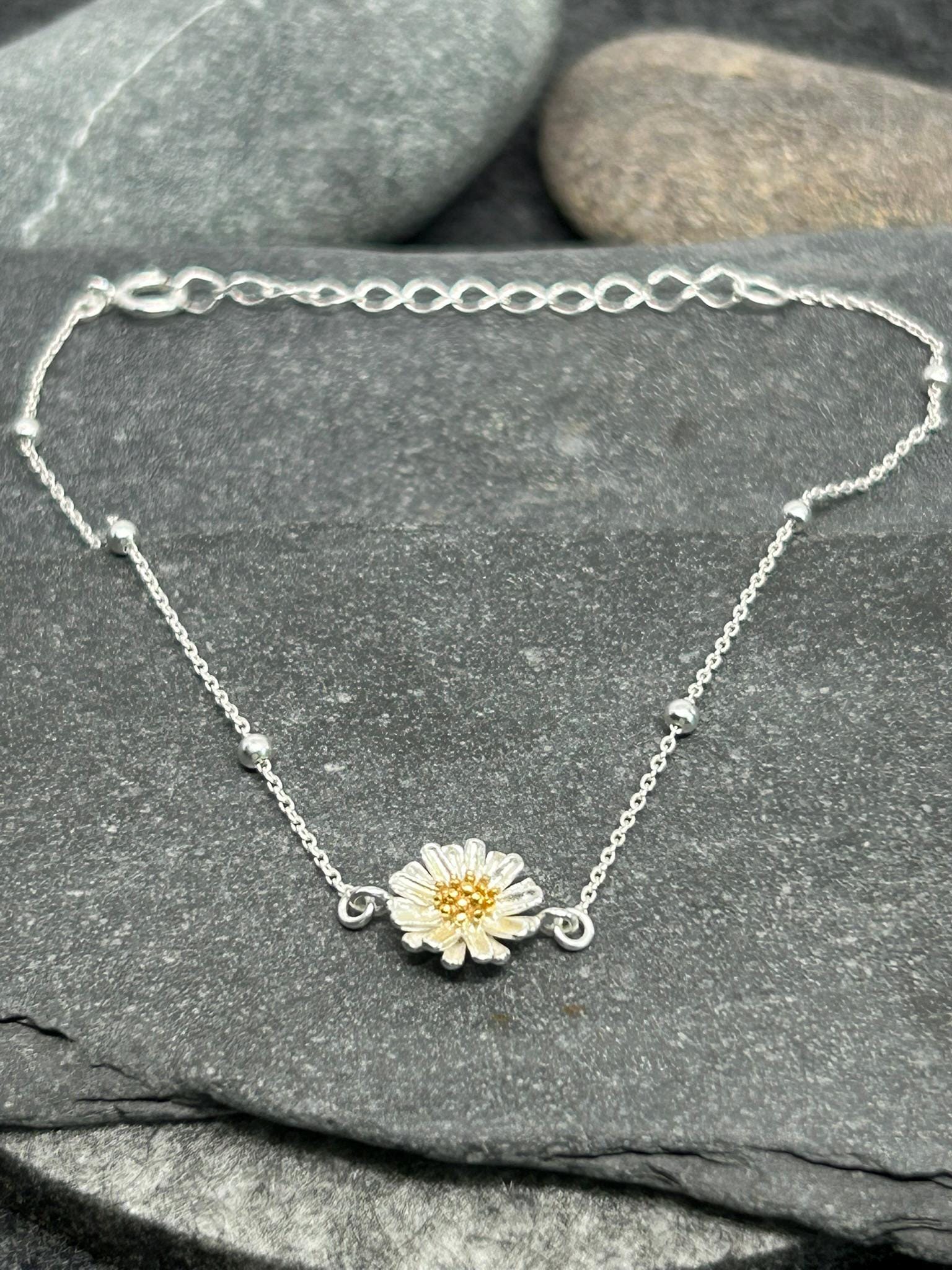 Daisy Flower Bracelet - 925 Sterling Silver