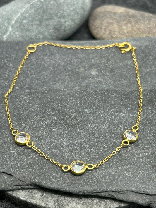 Round CZ Bracelet – 925 Sterling Silver or Gold Plated