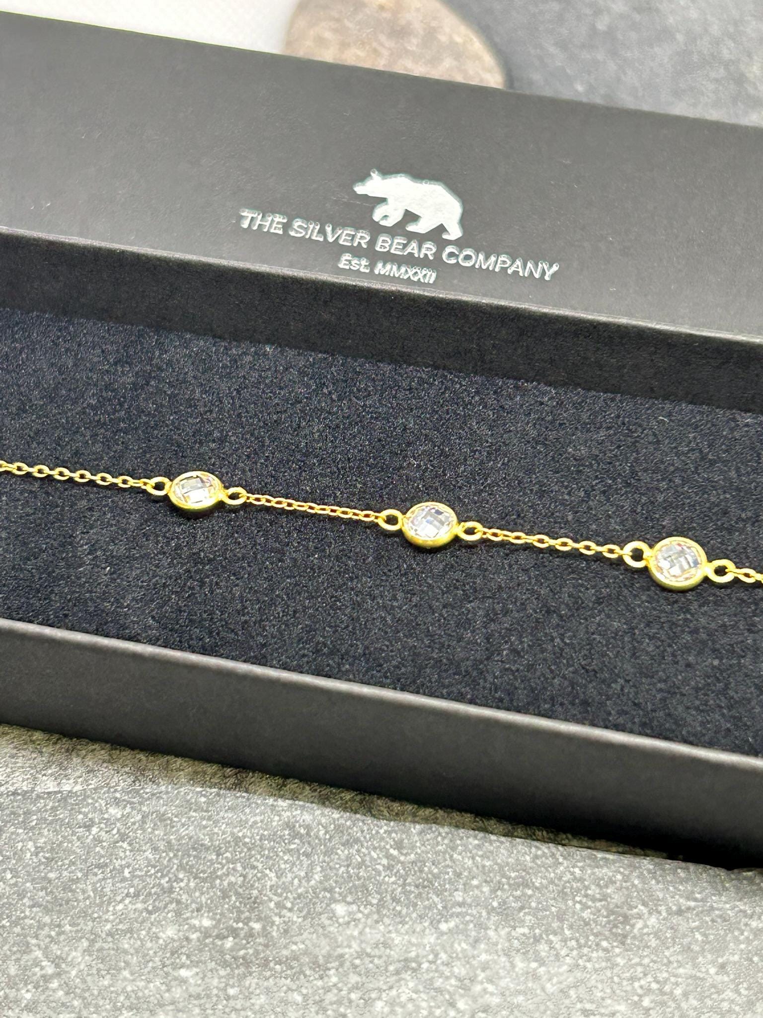 Round CZ Bracelet – 925 Sterling Silver or Gold Plated