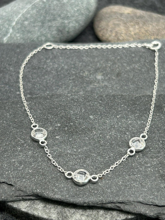 Round CZ Bracelet – 925 Sterling Silver or Gold Plated