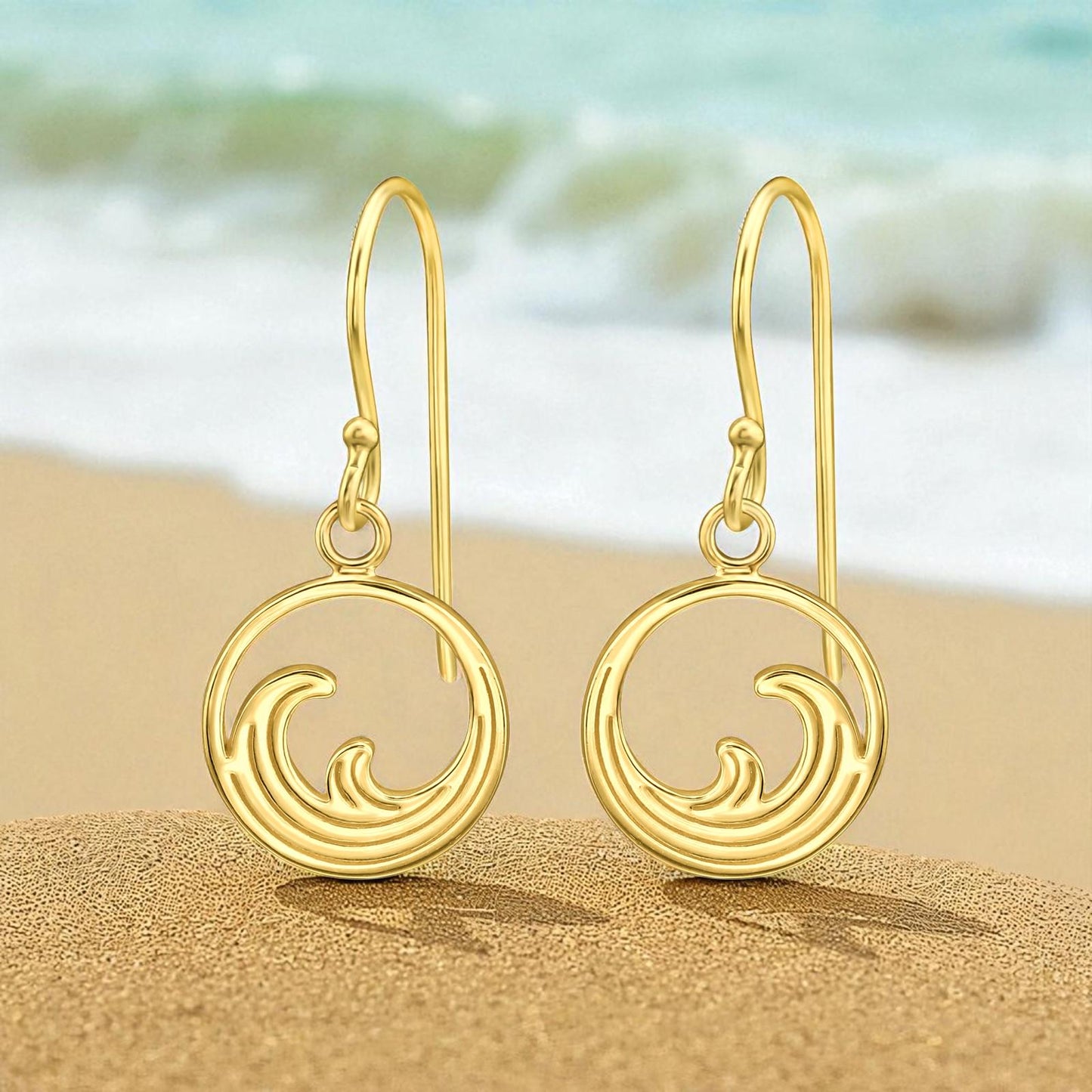 Wave Drop Earrings in Gold and Silver Plated 925 Sterling Silver