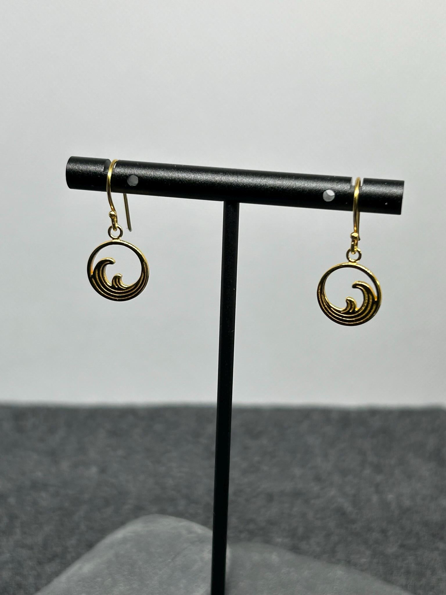 Wave Drop Earrings in Gold and Silver Plated 925 Sterling Silver