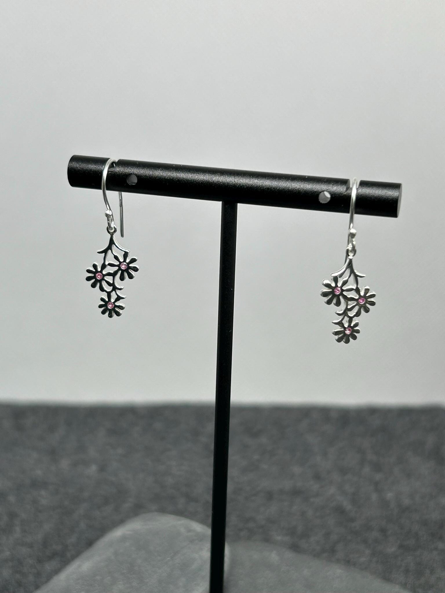 Daisy Trio Drop Earrings, Gold/Silver Plated 925 Sterling Silver, Cubic Zirconia