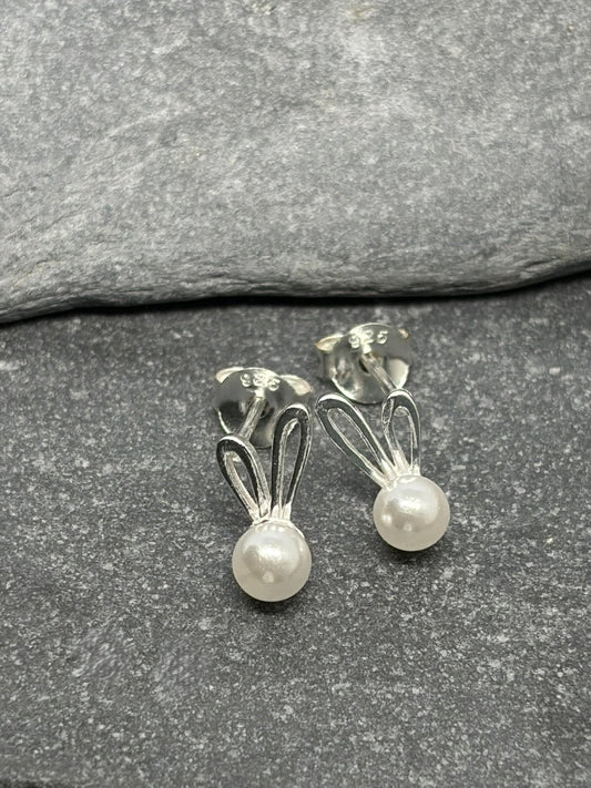 Pearl Rabbit Earrings in 925 Sterling Silver