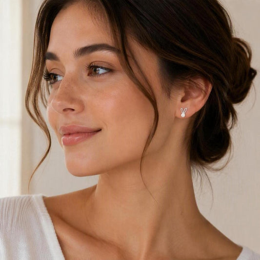 Pearl Rabbit Earrings in 925 Sterling Silver