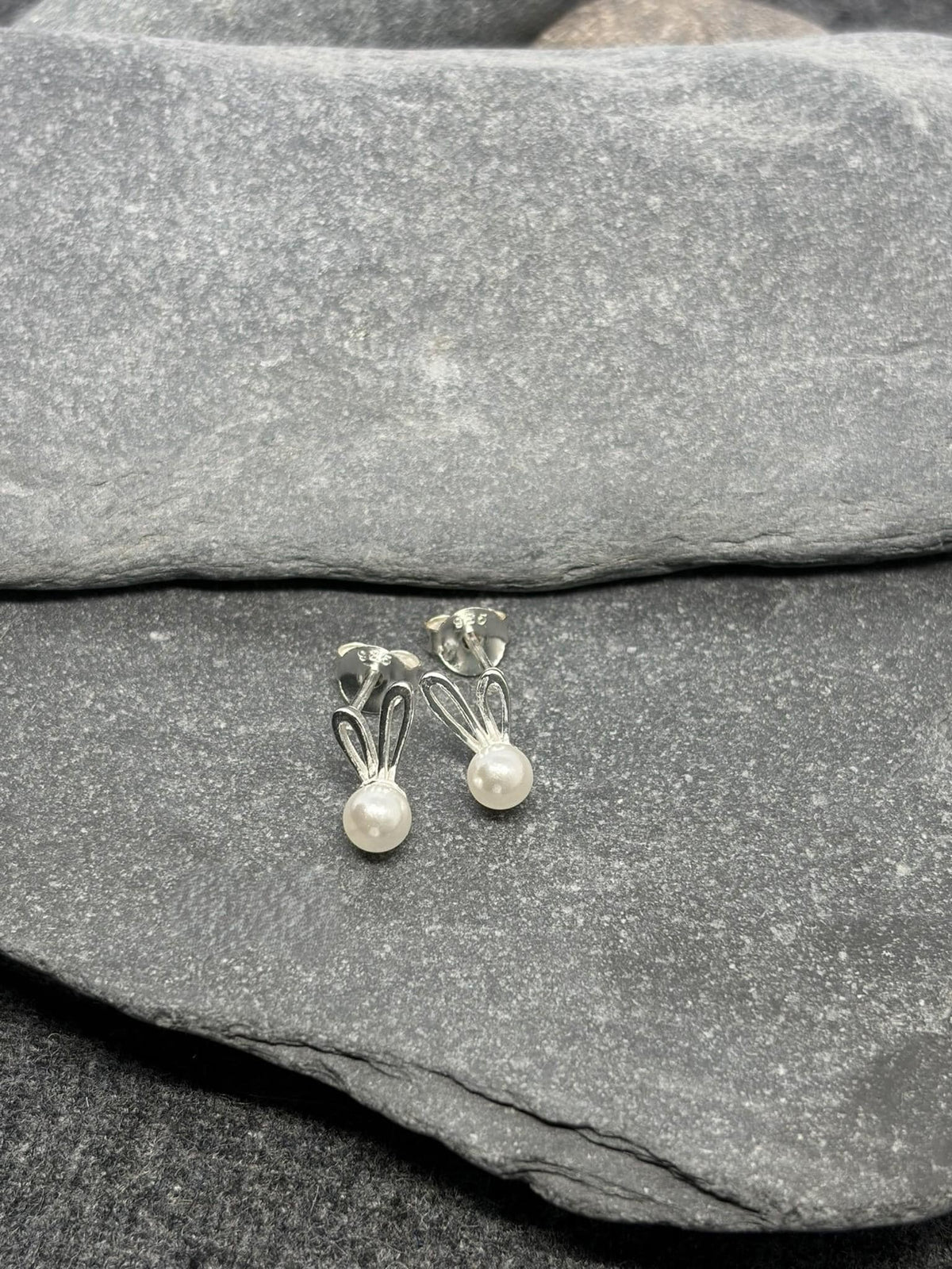 Pearl Rabbit Earrings in 925 Sterling Silver